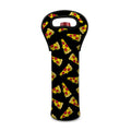 Black Pizza Pattern Print Single Neoprene Wine Tote