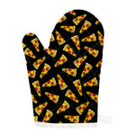 Black Pizza Pattern Print Single Oven Mitt