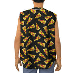 Black Pizza Pattern Print Sleeveless Baseball Jersey