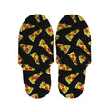 Black Pizza Pattern Print Slippers