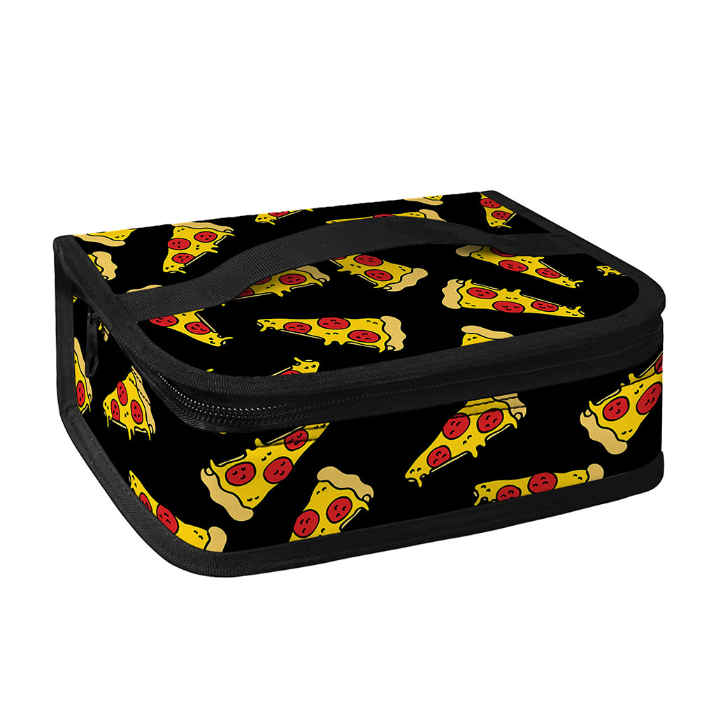 Black Pizza Pattern Print Small Lunch Bag