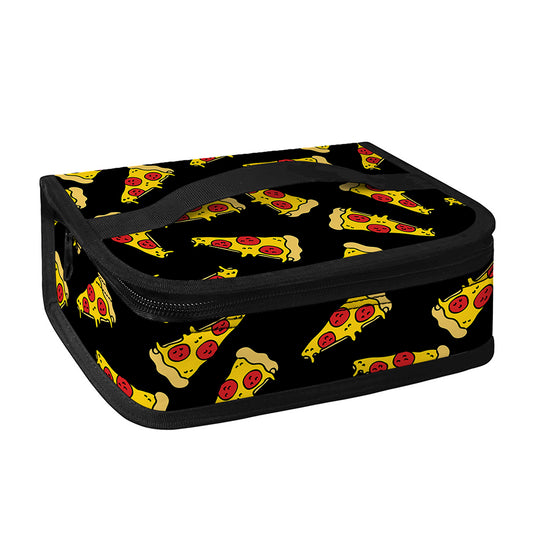 Black Pizza Pattern Print Small Lunch Bag