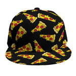 Black Pizza Pattern Print Snapback Cap
