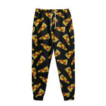 Black Pizza Pattern Print Sweatpants