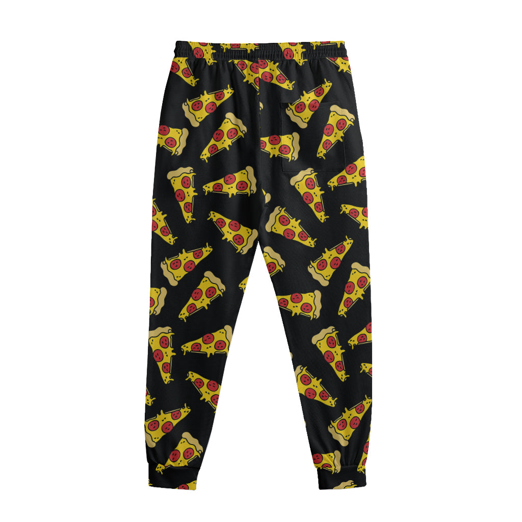 Black Pizza Pattern Print Sweatpants