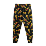 Black Pizza Pattern Print Sweatpants
