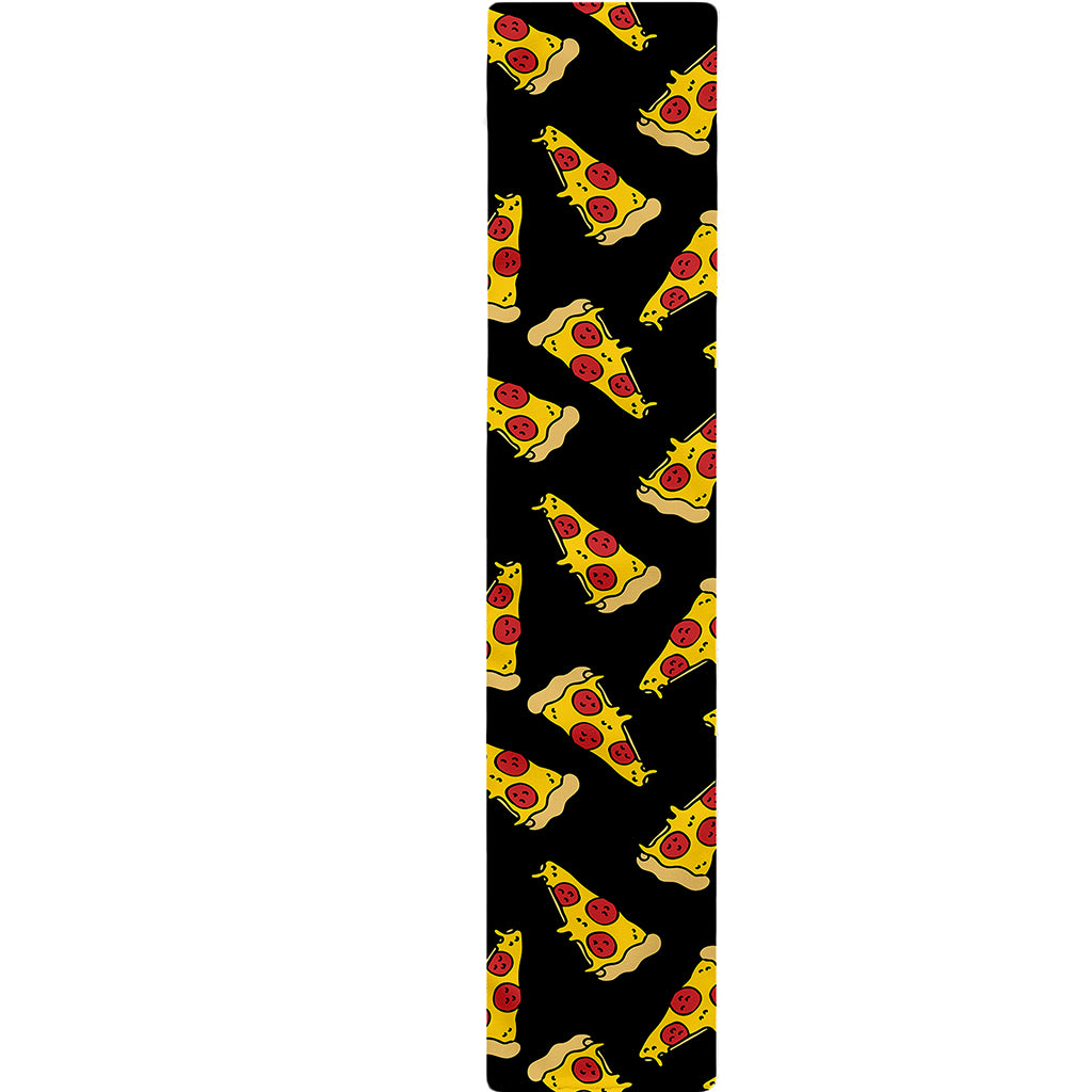 Black Pizza Pattern Print Table Runner