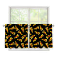 Black Pizza Pattern Print Tier Curtains