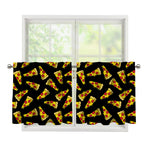 Black Pizza Pattern Print Tier Curtains