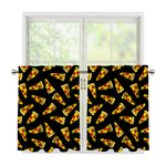Black Pizza Pattern Print Tier Curtains