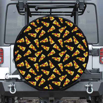 Black Pizza Pattern Print Tire Cover
