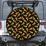 Black Pizza Pattern Print Tire Cover