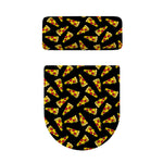 Black Pizza Pattern Print Toilet Lid And Tank Cover Set
