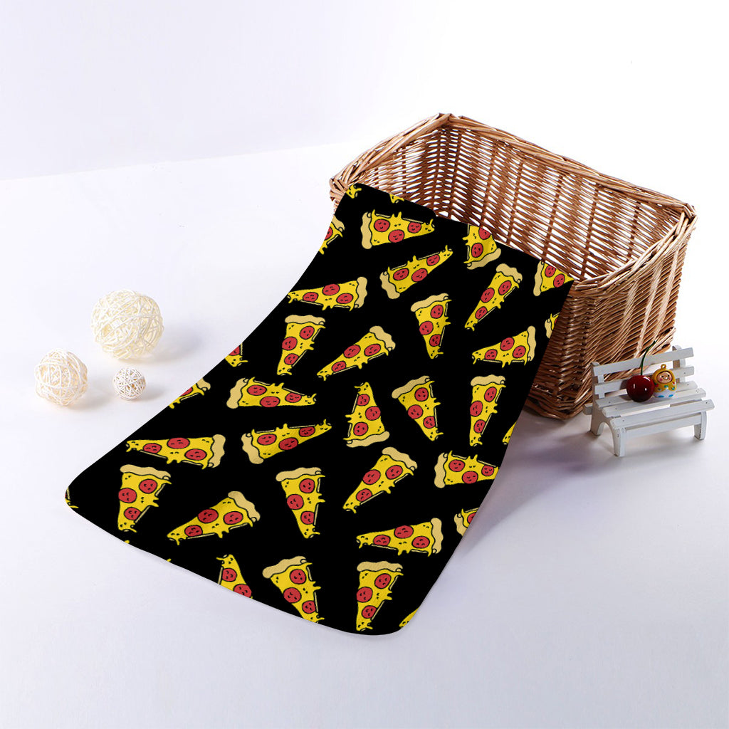 Black Pizza Pattern Print Towel