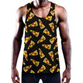 Black Pizza Pattern Print Men's Workout Tank Top