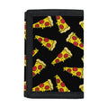 Black Pizza Pattern Print Trifold Wallet