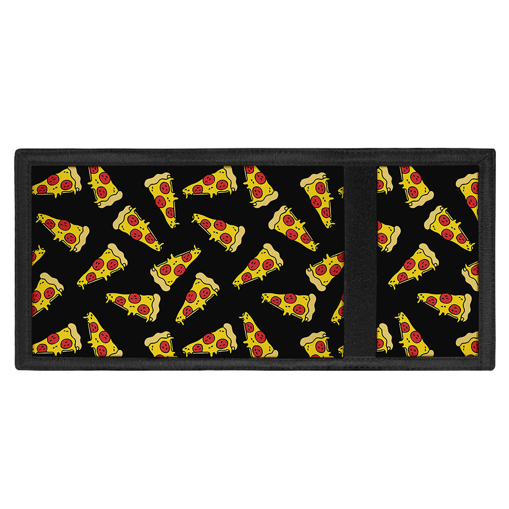 Black Pizza Pattern Print Trifold Wallet