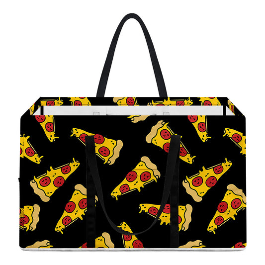 Black Pizza Pattern Print Utility Tote Bag
