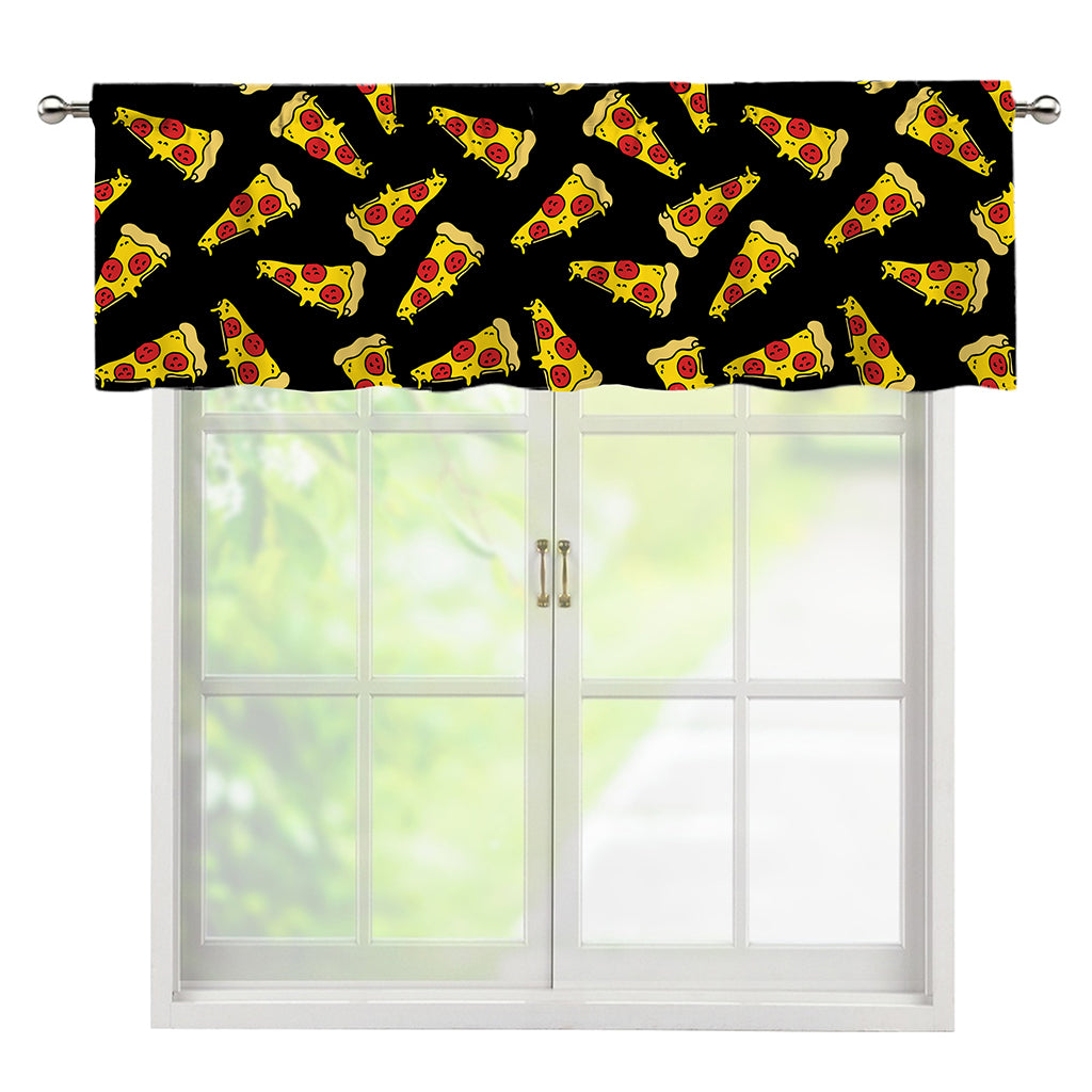 Black Pizza Pattern Print Window Valance