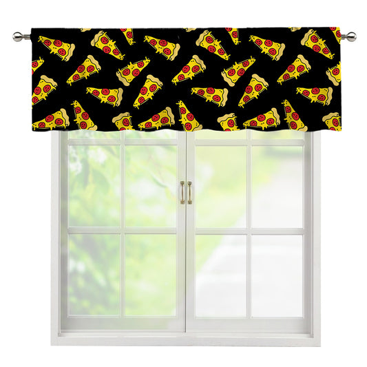 Black Pizza Pattern Print Window Valance