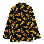 Black Pizza Pattern Print Women's Blazer