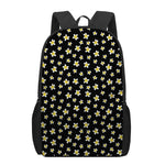 Black Plumeria Flower Pattern Print 17 Inch Backpack