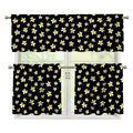 Black Plumeria Flower Pattern Print 3 Piece Kitchen Curtains