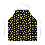 Black Plumeria Flower Pattern Print Adjustable Apron