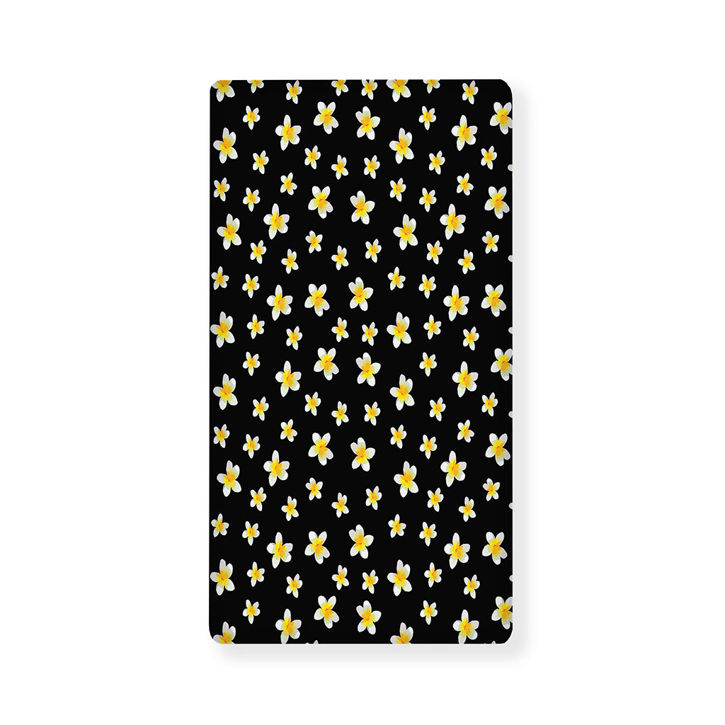Black Plumeria Flower Pattern Print Baby Crib Sheet