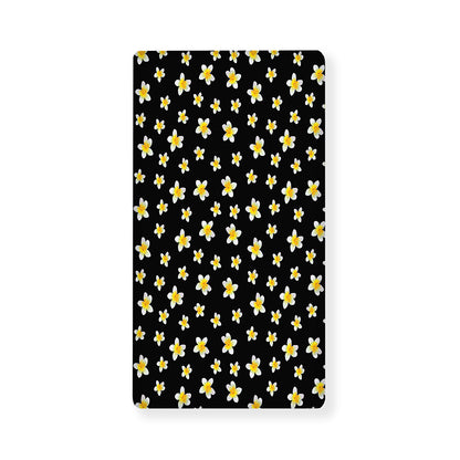Black Plumeria Flower Pattern Print Baby Crib Sheet