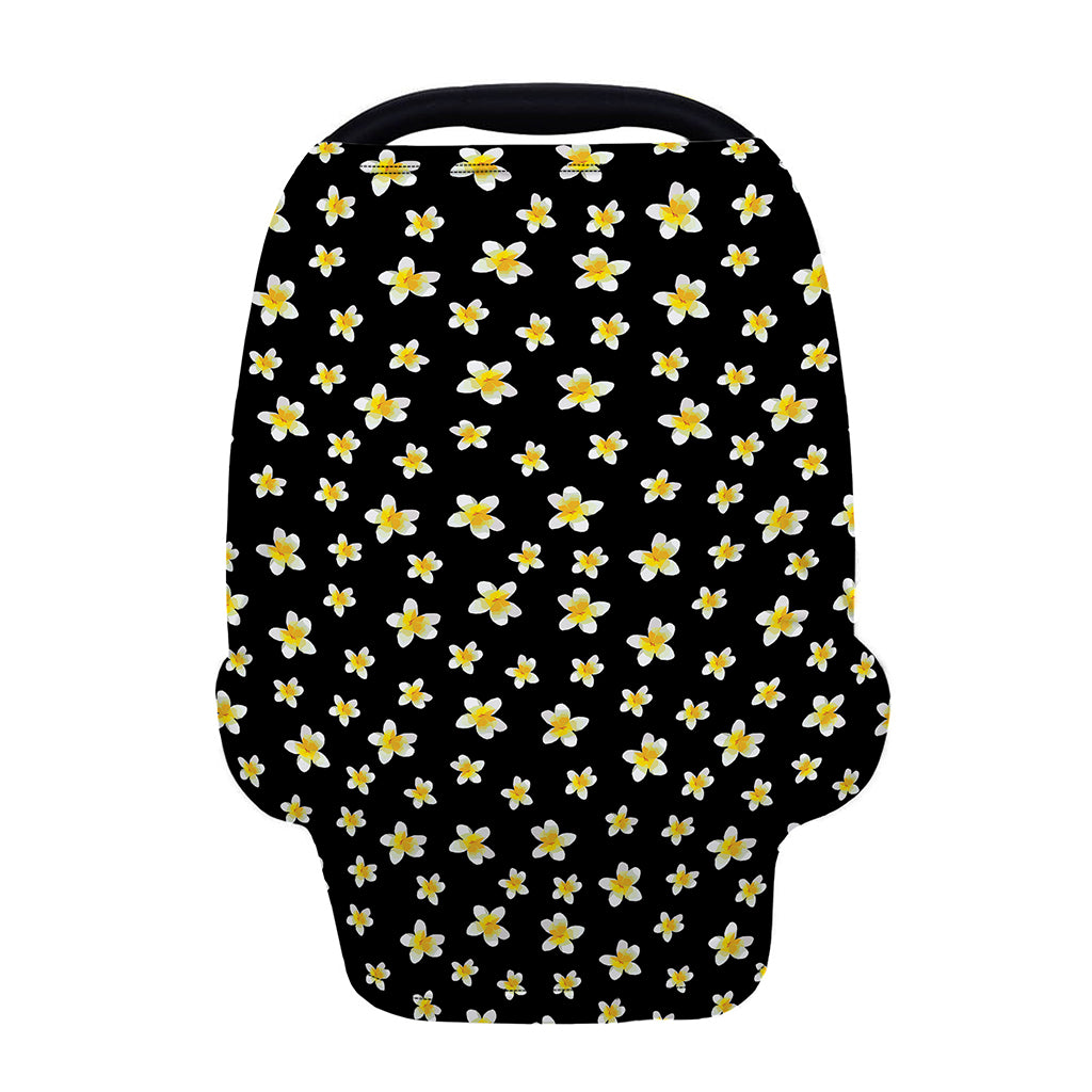 Black Plumeria Flower Pattern Print Baby Seat Cover