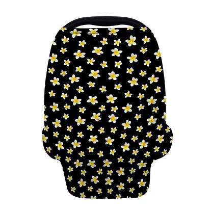 Black Plumeria Flower Pattern Print Baby Seat Cover