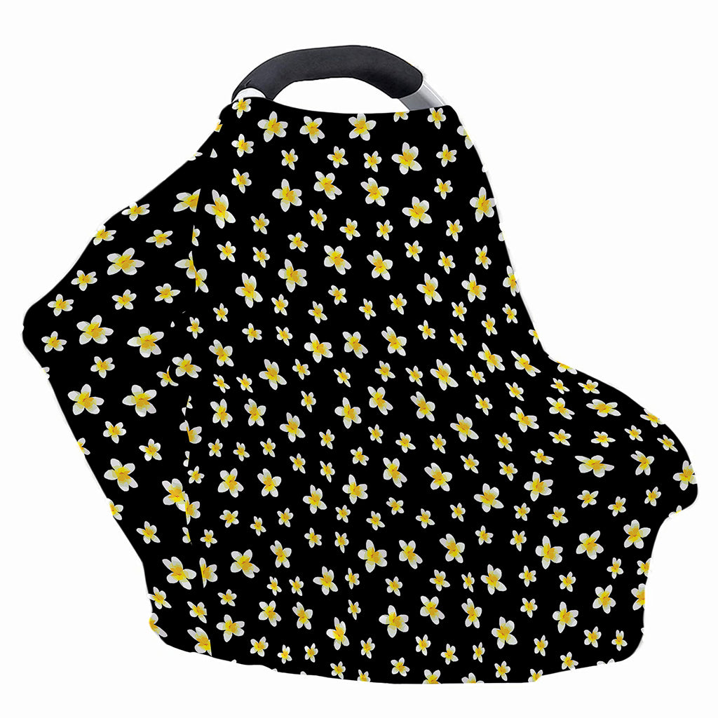 Black Plumeria Flower Pattern Print Baby Seat Cover