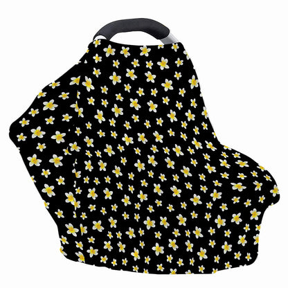 Black Plumeria Flower Pattern Print Baby Seat Cover