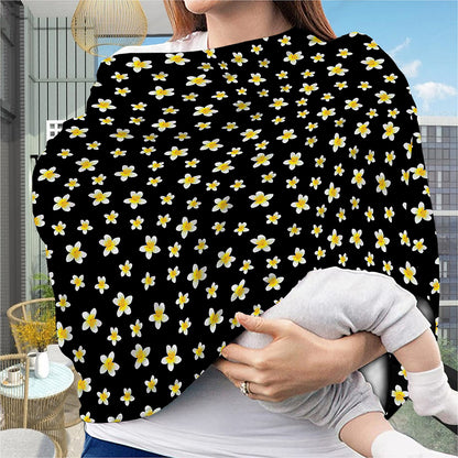 Black Plumeria Flower Pattern Print Baby Seat Cover