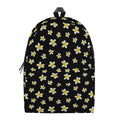 Black Plumeria Flower Pattern Print School Backpack