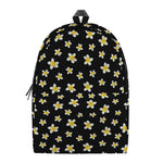 Black Plumeria Flower Pattern Print Backpack