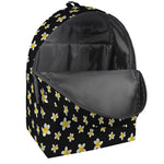 Black Plumeria Flower Pattern Print Backpack