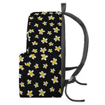 Black Plumeria Flower Pattern Print Backpack