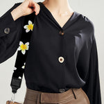 Black Plumeria Flower Pattern Print Bag Strap