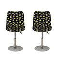 Black Plumeria Flower Pattern Print Bar Stool Covers