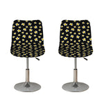Black Plumeria Flower Pattern Print Bar Stool Covers