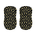 Black Plumeria Flower Pattern Print Bar Stool Covers