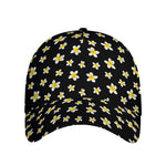 Black Plumeria Flower Pattern Print Baseball Cap