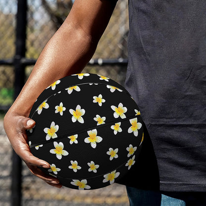 Black Plumeria Flower Pattern Print Basketball