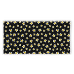 Black Plumeria Flower Pattern Print Beach Towel
