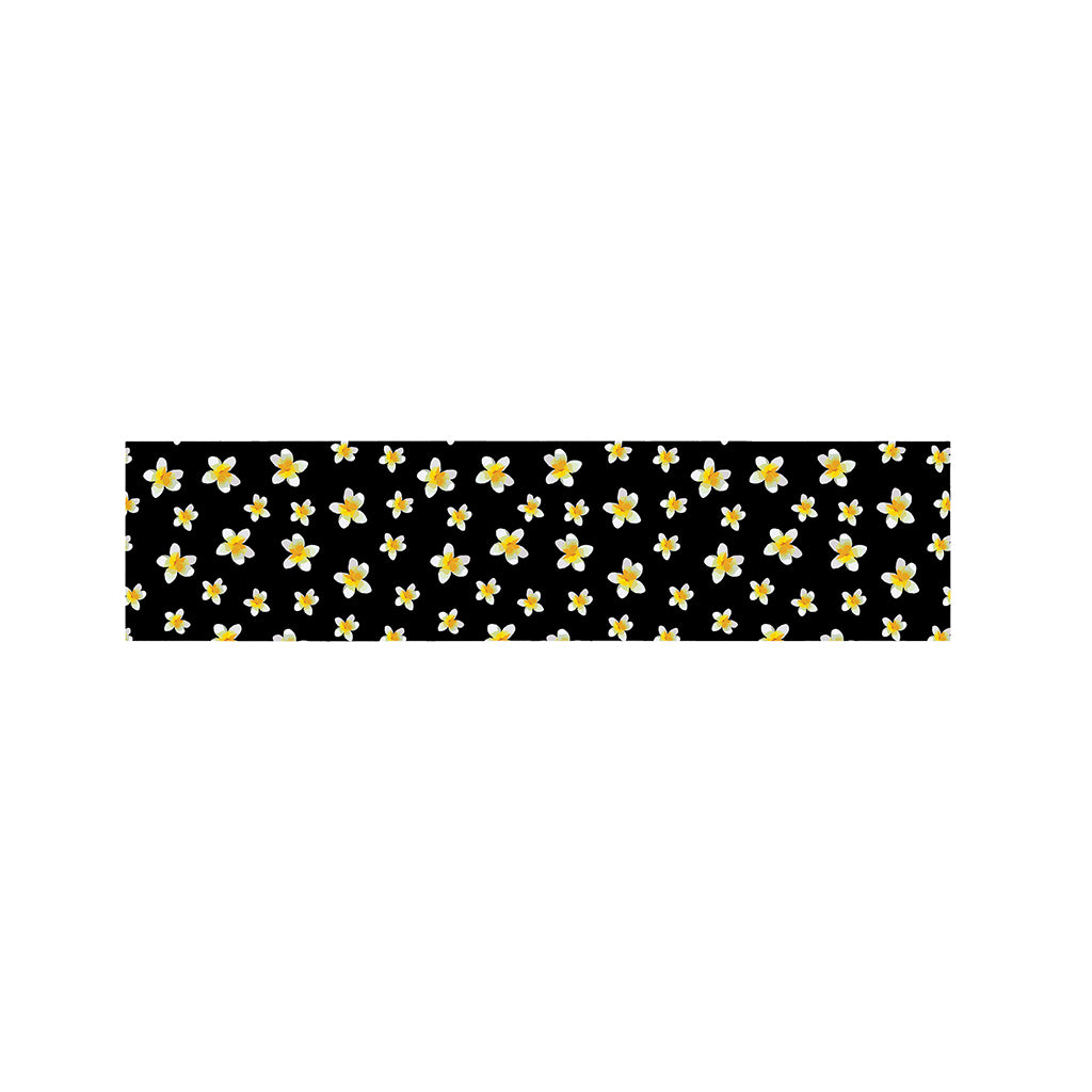 Black Plumeria Flower Pattern Print Bed Runner