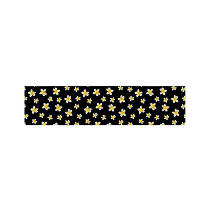 Black Plumeria Flower Pattern Print Bed Runner