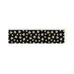 Black Plumeria Flower Pattern Print Bed Runner