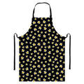 Black Plumeria Flower Pattern Print Bib Apron With Pocket